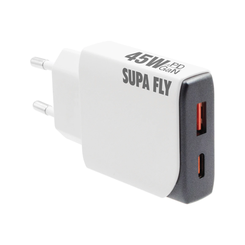 Supa Fly  45W Dual A & C Wall Charger - White
