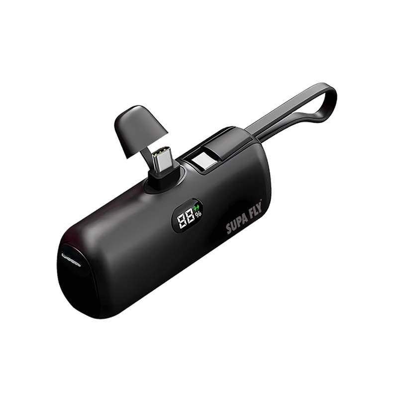 Supa Fly Fast Portable Power Bank 5 000mAh with Lightning Cable - Black