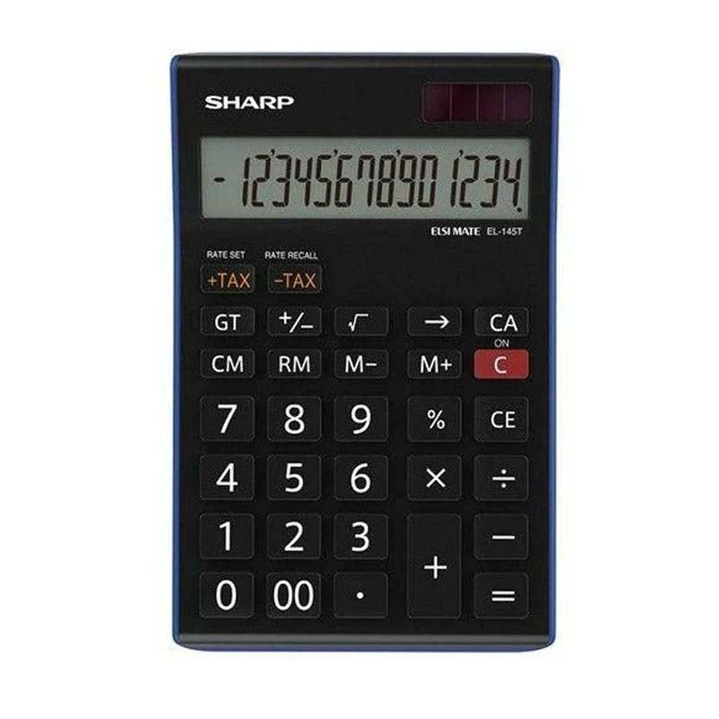 Sharp EL-145T 14 Digit Tax Desk Calculator - Black - Black