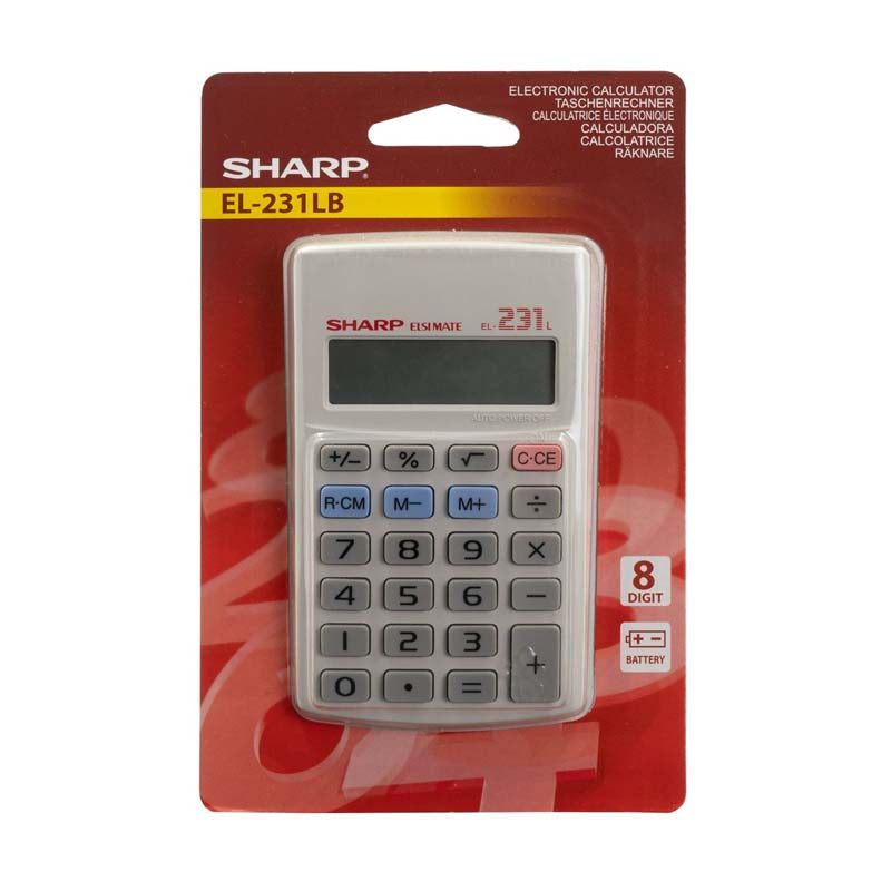 Sharp EL231 LB Pocket Calculator - Grey