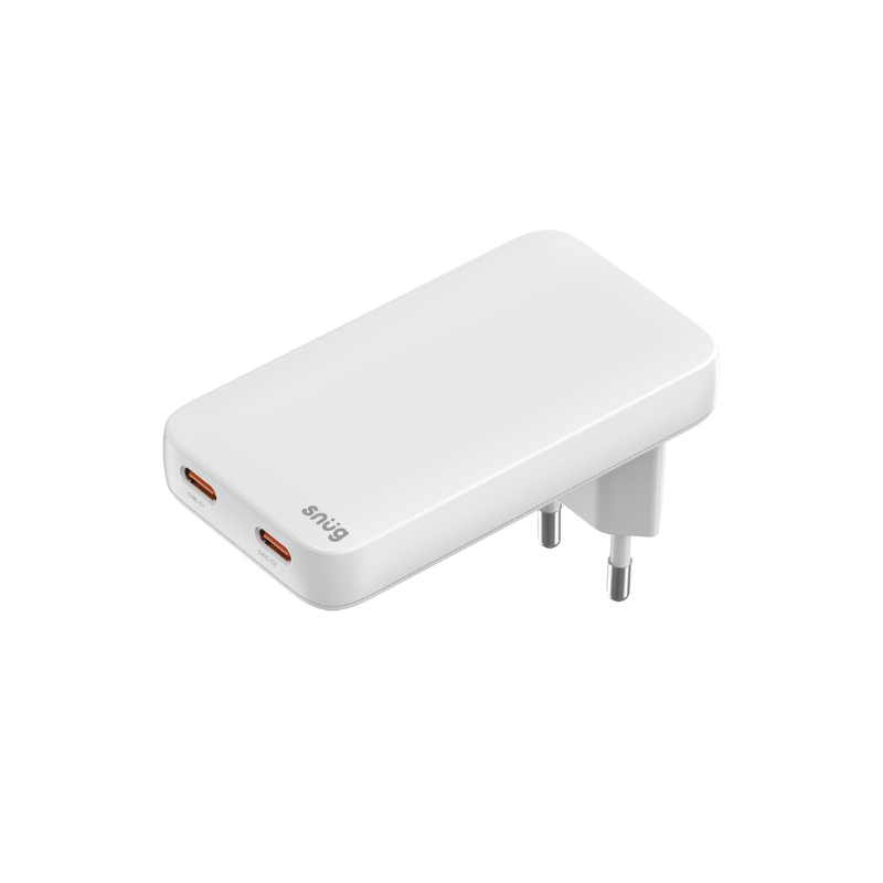 Snug 2 Port PD GaN Slim Wall Charger 45W - White - White