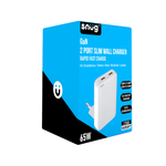 Snug 2 Port PD GaN Slim Wall Charger 65W - White - White