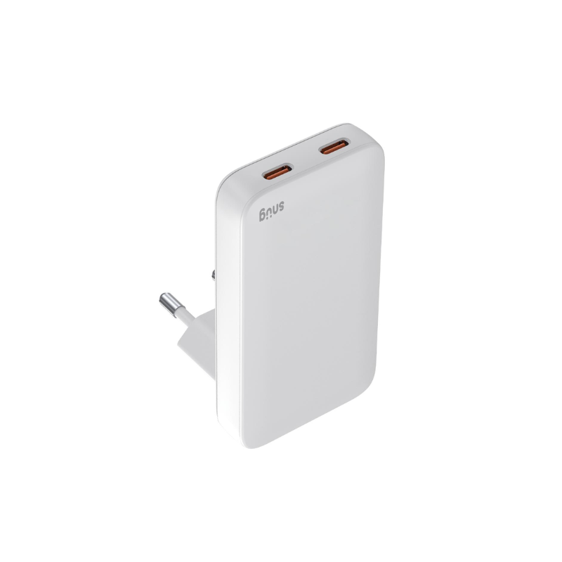Snug 2 Port PD GaN Slim Wall Charger 65W - White - White