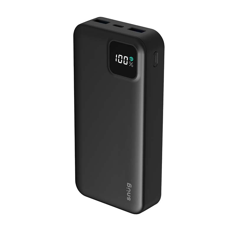 Snug 20000mAh Square Digital PD Powerbank - Black - Black