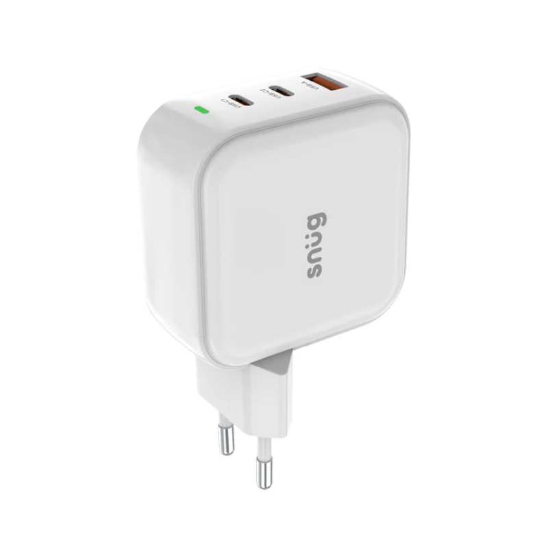 Snug 3 Port PD/USB GaN Wall Charger 65W - White - White