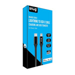 Snug 60W Type C To MFI Nylon Braided Cable 1.2M - Black / Silver - Silver/Black