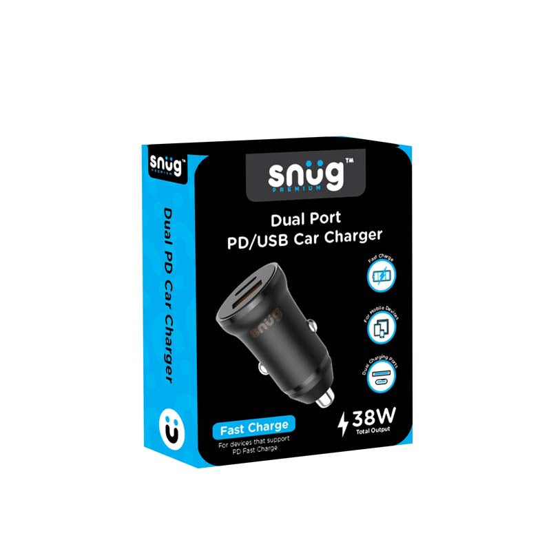 Snug Car Juice Dual PD/ USB Car Charger 38W - Black - Black