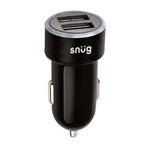 Snug Car Juice Dual USB Port Car Charger With Type-C Cable - Black - Black