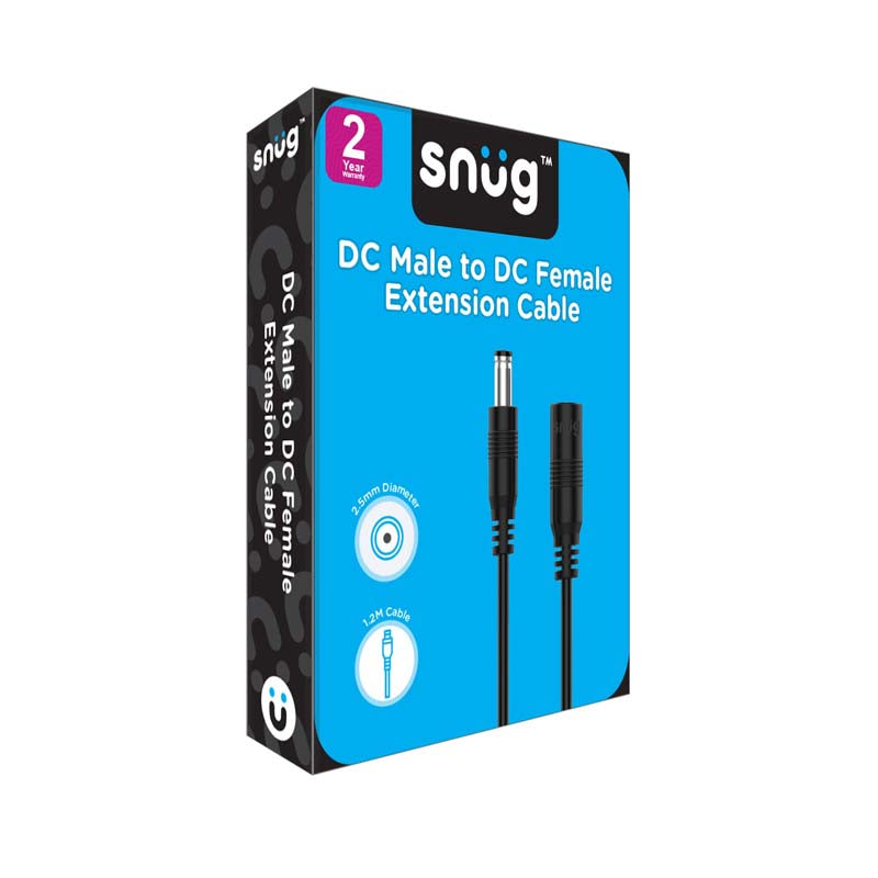 Snug DC Male To DC Female Extension - Black