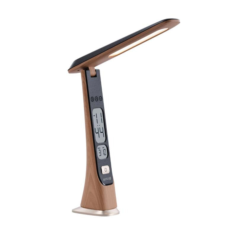 Snug LED Desk Lamp With Clock - Wood - Rose Gold