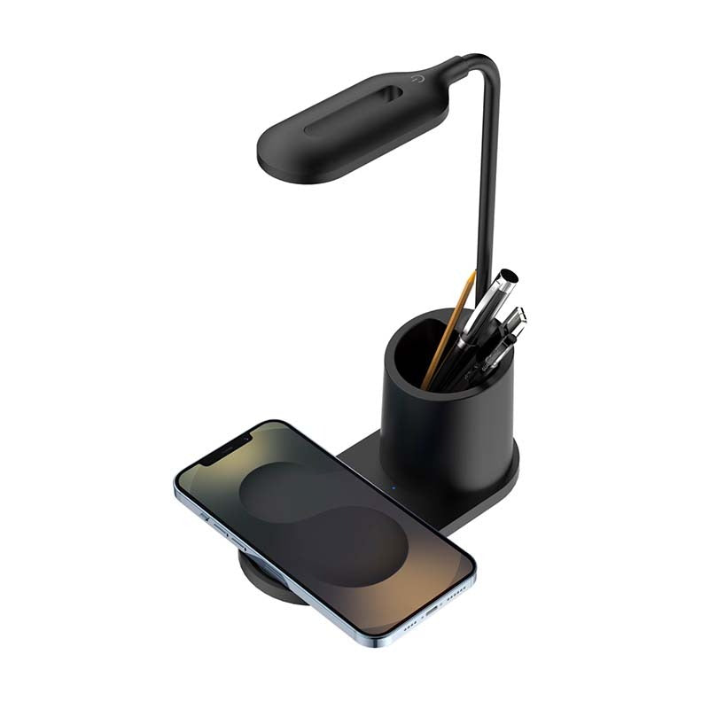 Snug LED Wireless Charger Pad With Pen Holder 15W - Black - Black