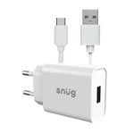 Snug Lite 1 Port Home Charger With Type C Cable 2.1AMP - White - White
