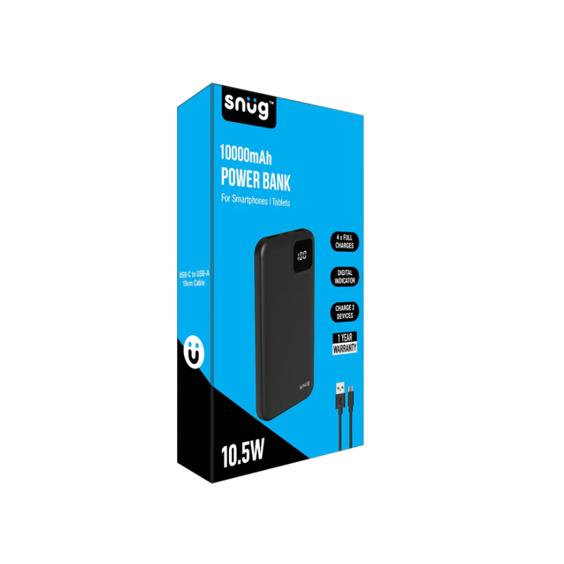 Snug Square Digital Powerbank 10000mAh - Black - Black