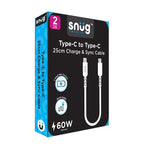 Snug Type C To Type C Cable 60W 25cm - White - White