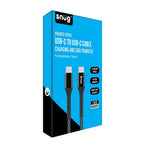 Snug Type C To Type C Nylon Braided Cable 60W 1.2m - Black / Silver - Silver/Black