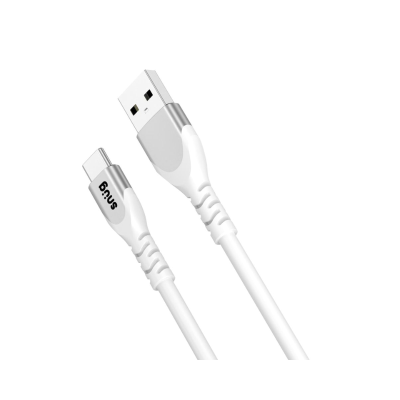 Snug USB To Type-C Silicone Cable 1.2 Meter - White - White