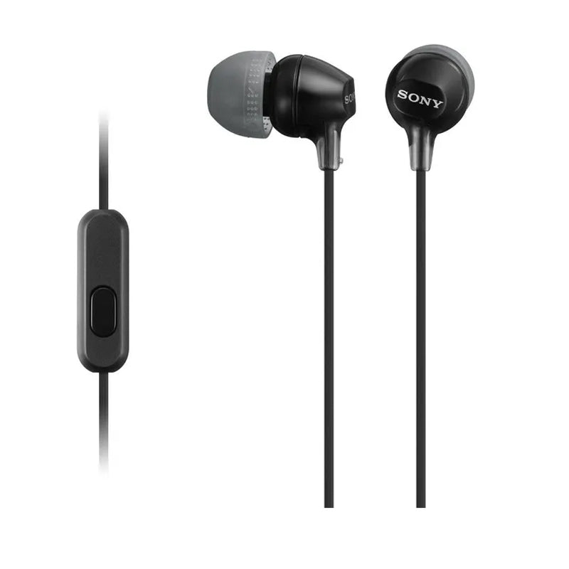 Sony MDR-EX15AP Wired In Ear Earbuds with Mic - Black - Black