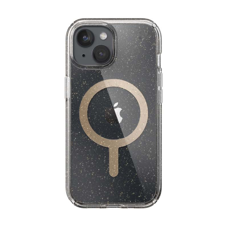 Speck Apple iPhone 15 Presidio Lux With Magsafe - Clear / Gold Glittr - Clear / Gold