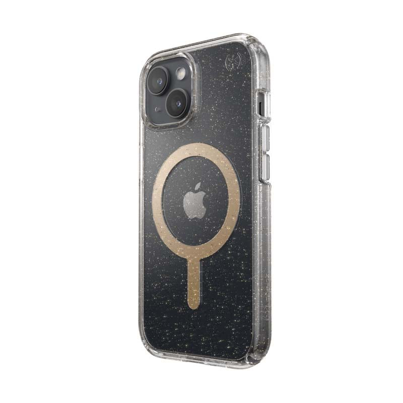 Speck Apple iPhone 15 Presidio Lux With Magsafe - Clear / Gold Glittr - Clear / Gold