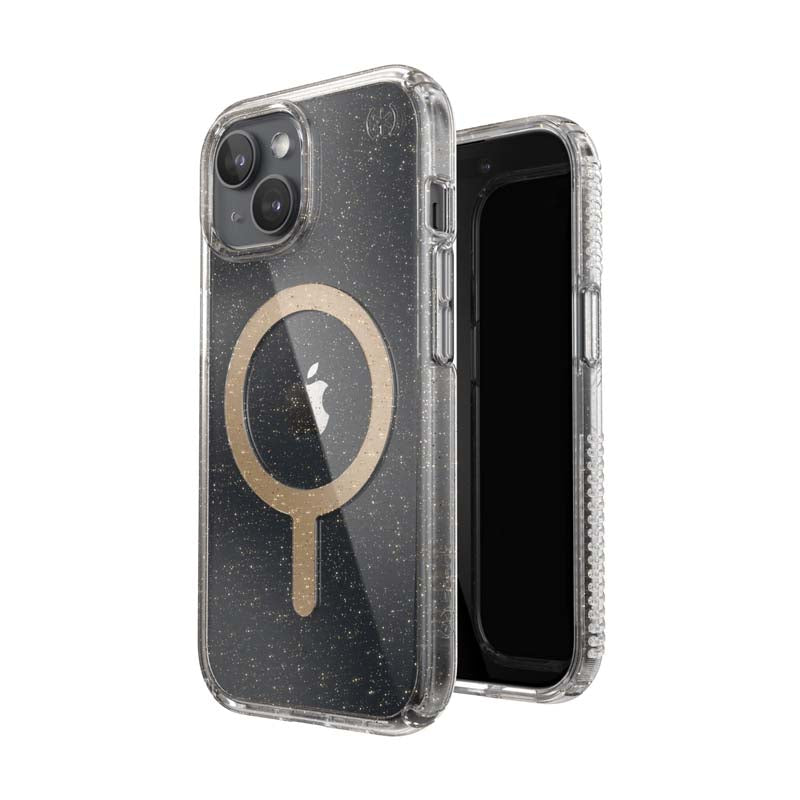 Speck Apple iPhone 15 Presidio Lux With Magsafe - Clear / Gold Glittr - Clear / Gold