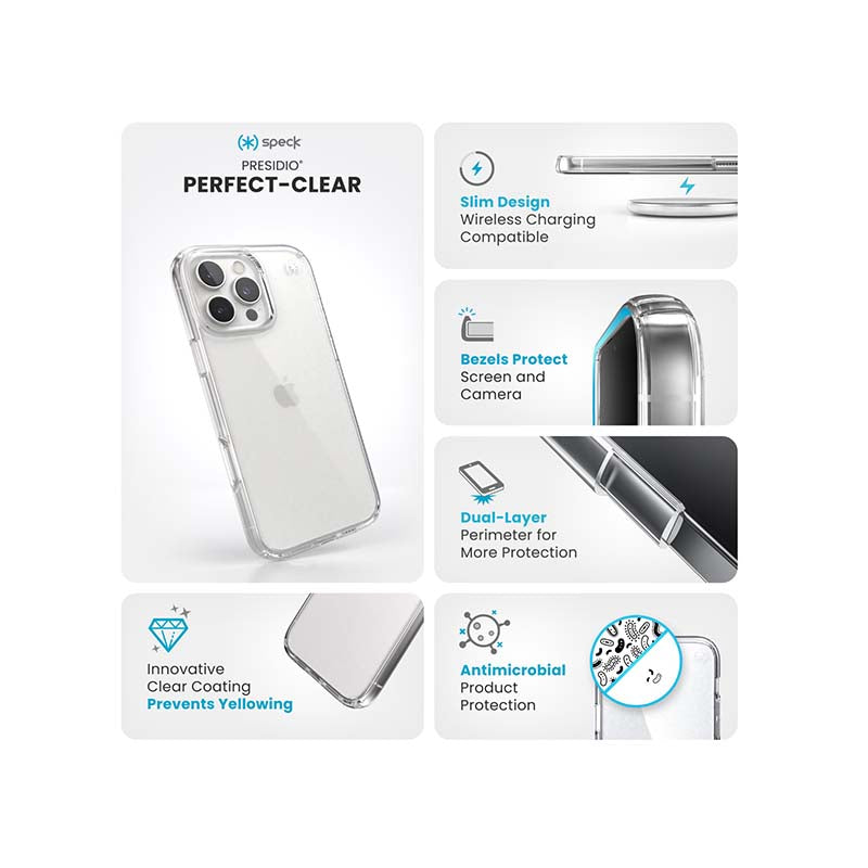 Speck Apple iPhone 16 Pro Max Presidio Perfect-Clear Case - Clear - Clear