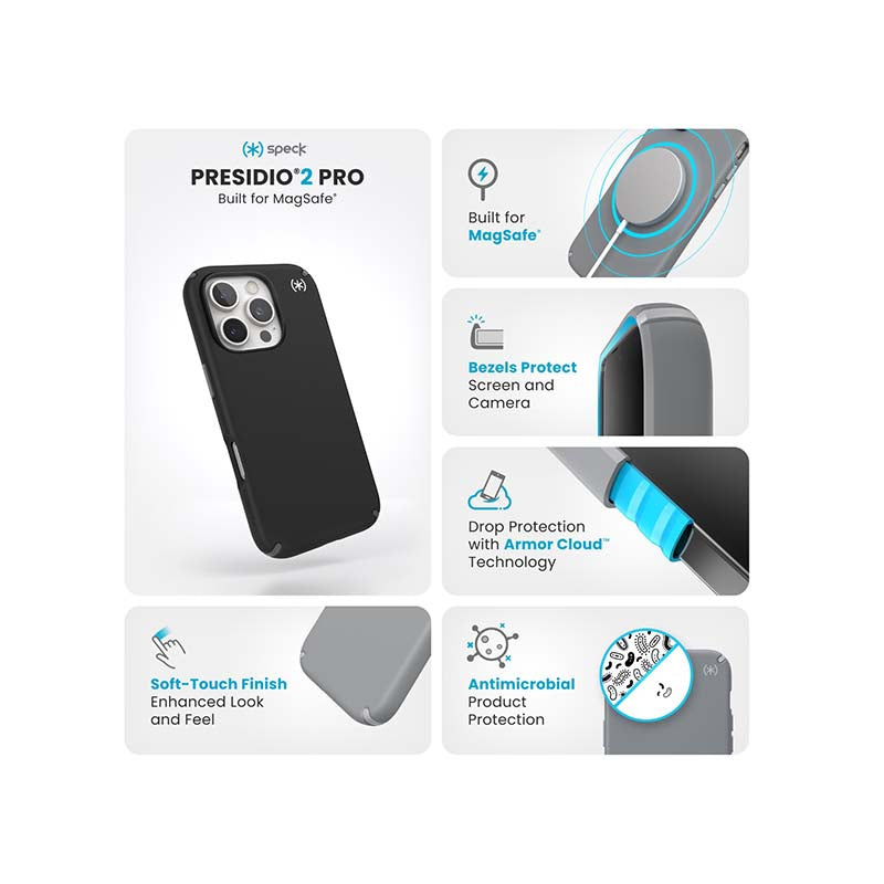 Speck Apple iPhone 16 Pro Presidio2 Pro Magsafe Case - Black - Black