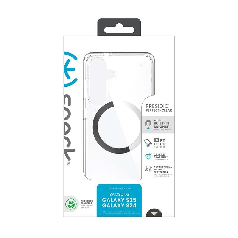 Speck Presidio Perfect Clear Magnet Case Samsung Galaxy S25 - Clear / Silver - Clear / Silver