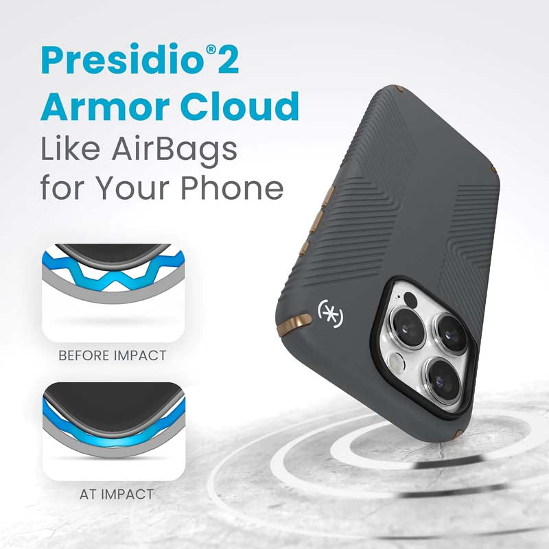 Speck Presidio2 Grip iPhone 15 Pro Case - Grey - Grey