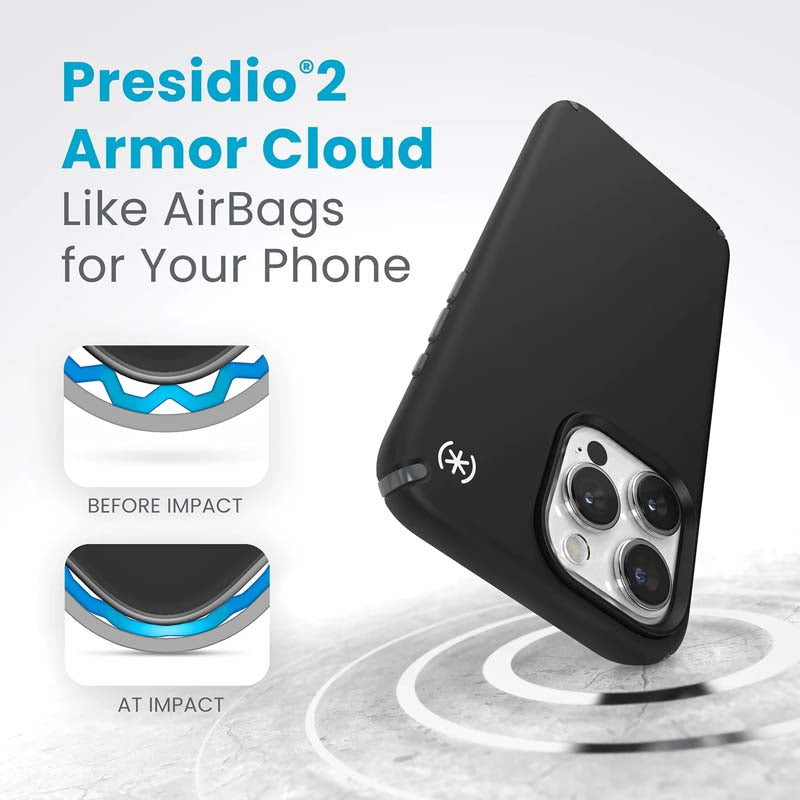 Speck Presidio2 Pro iPhone 15 Pro Max Case - Black / Grey