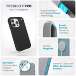 Speck Presidio2 Pro Magsafe iPhone 15 Pro Case - Black / Grey - Black/Grey