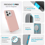 Speck Presidio2 Pro Magsafe iPhone 15 Pro Max Case - Pink / White - White / Pink