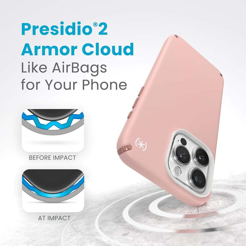 Speck Presidio2 Pro Magsafe iPhone 15 Pro Max Case - Pink / White - White / Pink