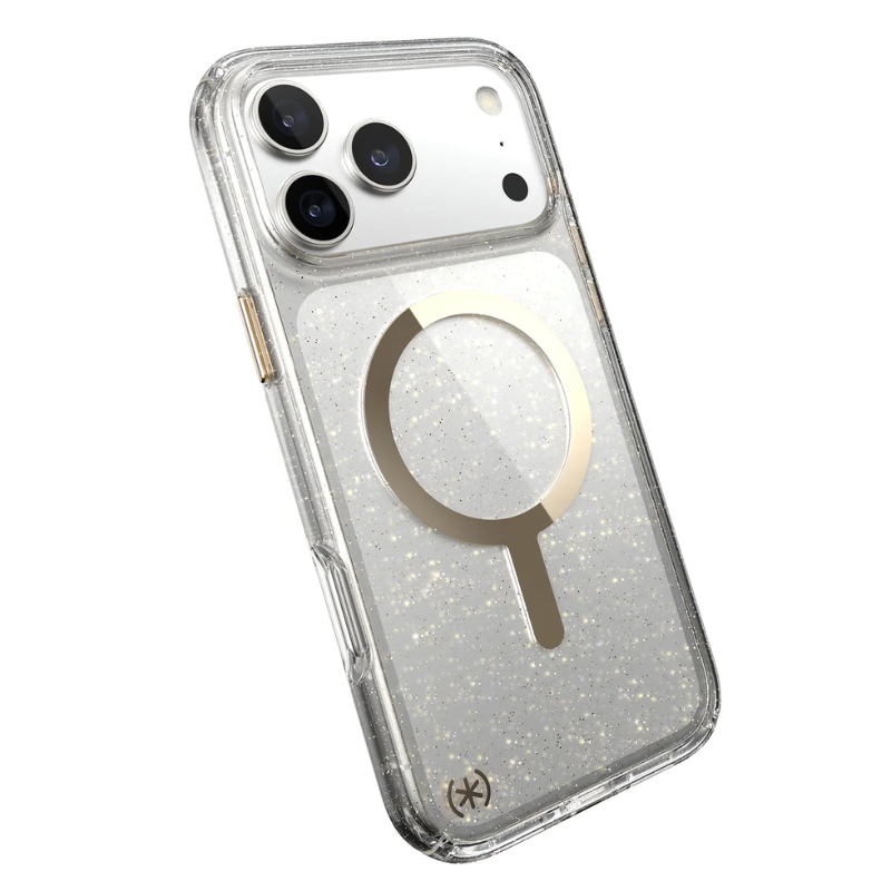 Speck Presidio Lux Glitter MagSafe Apple iPhone 17 Pro Max Case - Gold Glitter