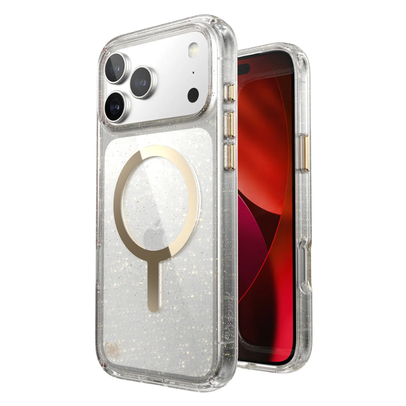 Speck Presidio Lux Glitter MagSafe Apple iPhone 17 Pro Max Case - Gold Glitter