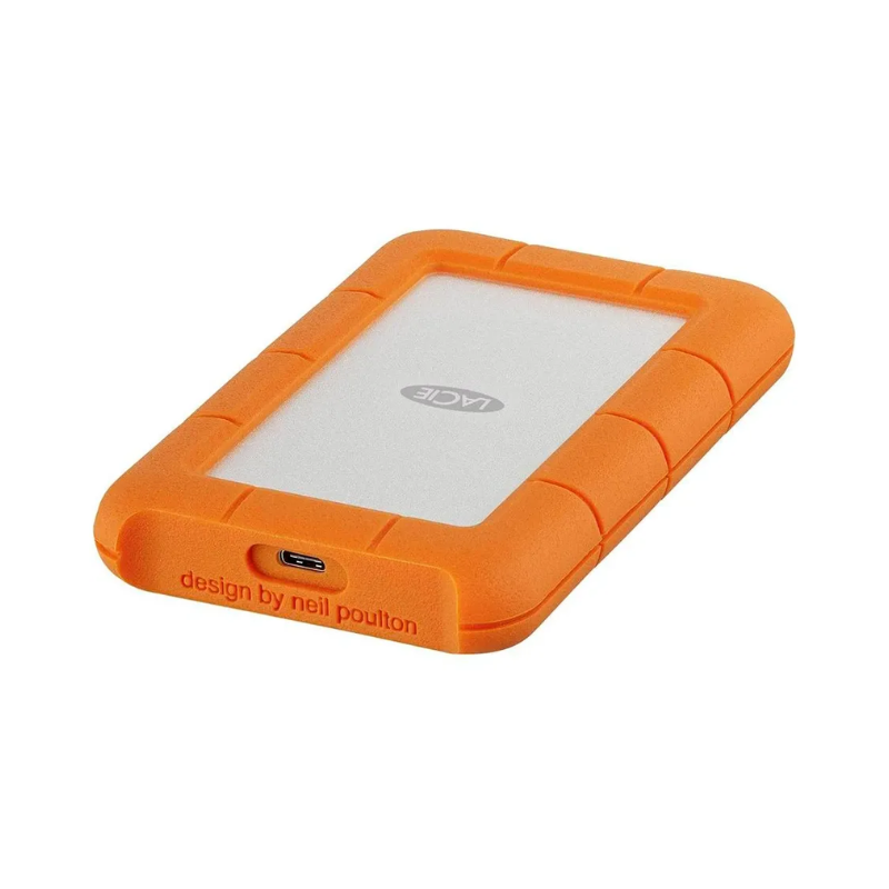 LaCie Rugged USB-C 4TB External Hard Drive - Orange/Silver