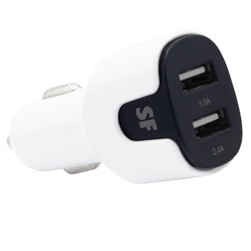 Supa Fly 17W USB A Dual Lightning Car Charger - White - White