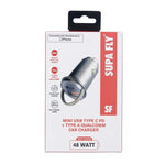 Supa Fly 48W Mini Dual USB Car Charger - Silver