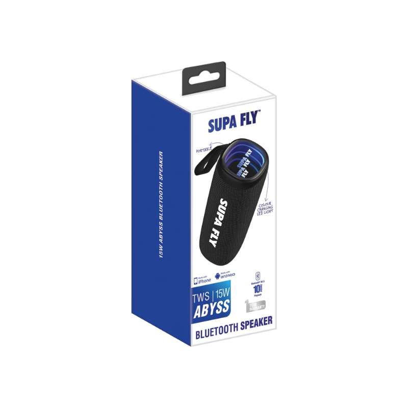 Supa Fly Abyss 15Watt Bluetooth Speaker - Black - Black