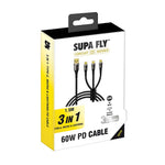 Supa Fly Circuit Series 3in1 1.5m Cable - Black - Black