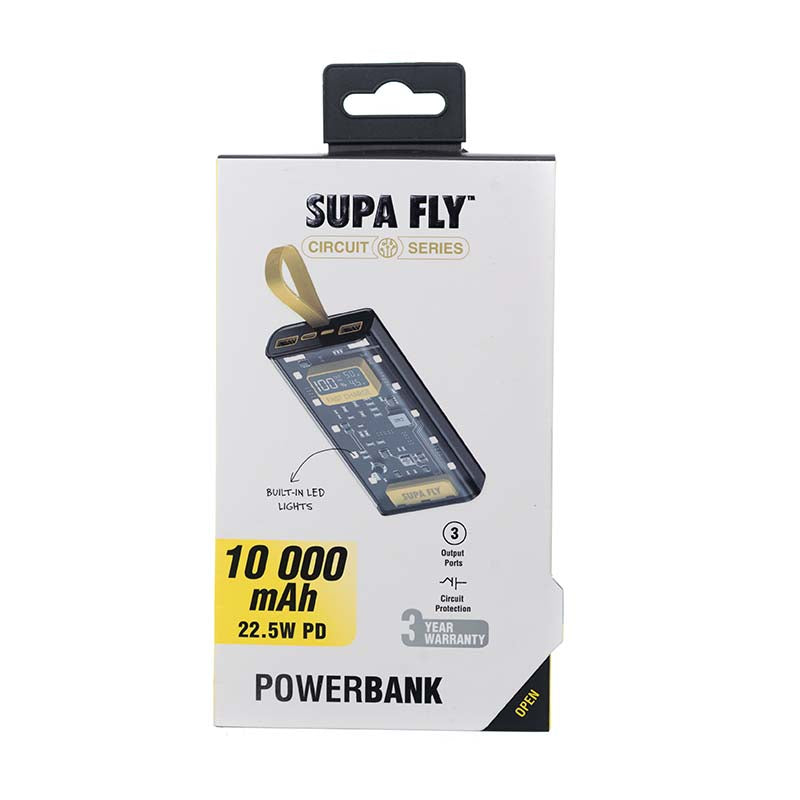 Supa Fly Circuit Series Power Bank 10000mah LCD 22.5W PD - Transparent - Clear