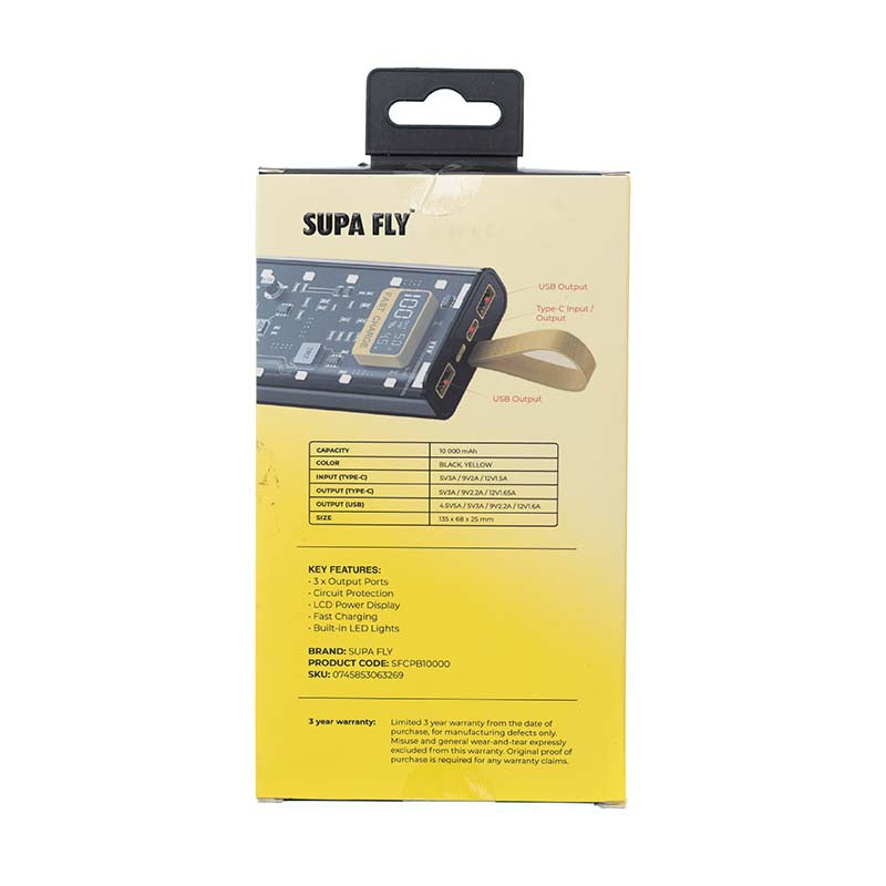 Supa Fly Circuit Series Power Bank 10000mah LCD 22.5W PD - Transparent - Clear