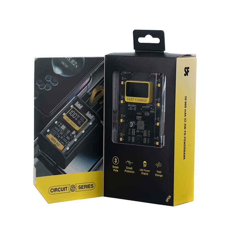 Supa Fly Circuit Series Power Bank 20000mah LCD 22.5W PD - Transparent - Clear