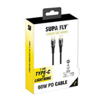 Supa Fly Circuit Series Type C to Lightning 1.5m Cable - Black - Black