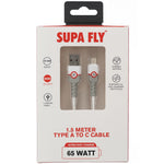 Superfly 1.5m 65W USB Type A to USB Type C Cable – White - White