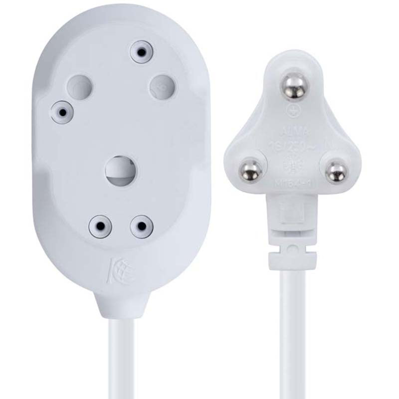 Switched 20m BTB Extension Cable/Cord/Lead Multiplug Light Duty - White
