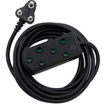 Switched 10m SBS Extension Cable/Cord/Lead Multiplug Light Duty - Black