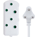 Switched 10m SBS Extension Cable/Cord/Lead Multiplug Light Duty - White