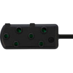 Switched 3m SBS Extension Cable/Cord/Lead Multiplug Light Duty - Black