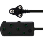 Switched 3m SBS Extension Cable/Cord/Lead Multiplug Light Duty - Black