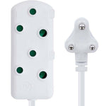 Switched 3m SBS Extension Cable/Cord/Lead Multiplug Light Duty - White